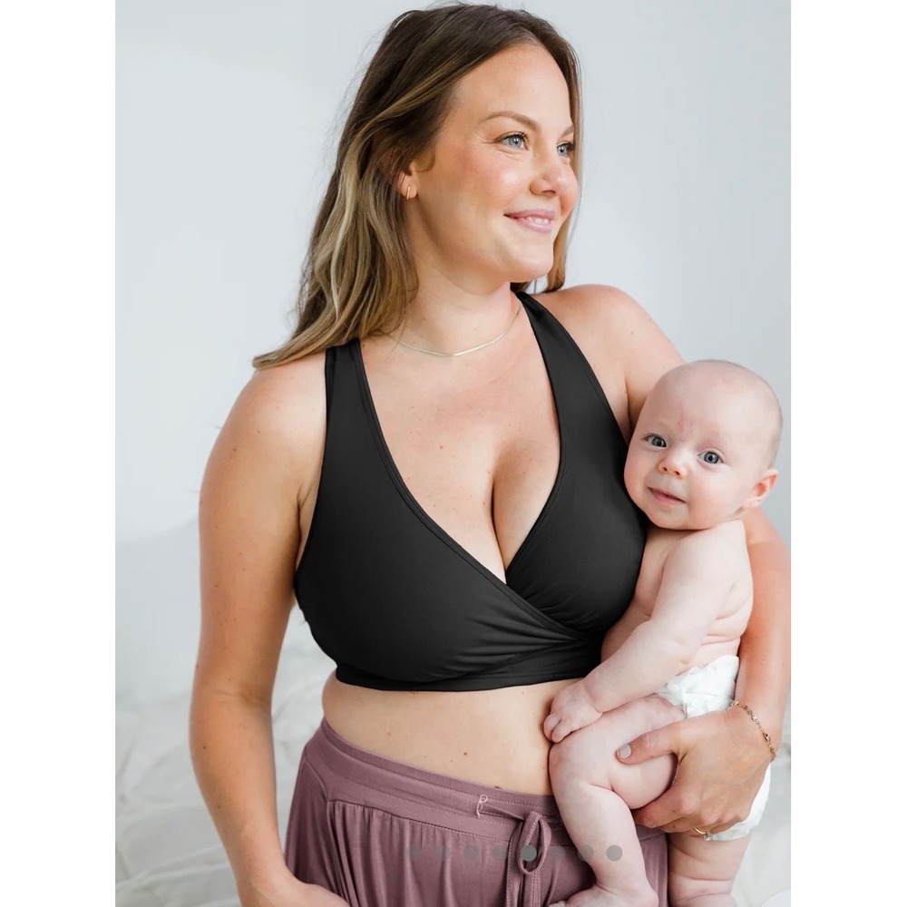 Kindred Bravely Davy Piper Nursing Bra Black Crossover Wireless M+ Medium Busty
